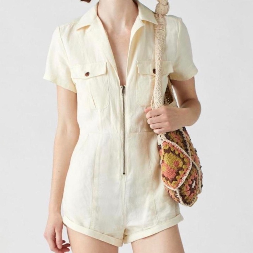 Urban Outfitters Short-Sleeve Zip Romper